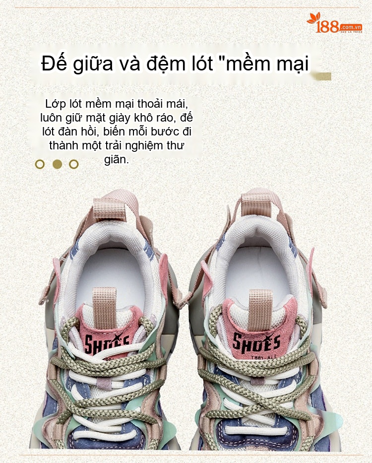 Giày Sneaker Nữ Đế Dày Tăng Chiều Cao Khoảng 5cm Phối Màu chi tiết 7
