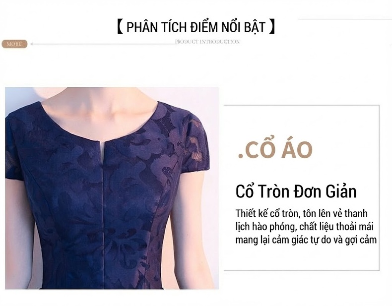 Đầm Dự Tiệc Ren Kiểu Dáng Thanh Lịch Màu Xanh Navy, Đỏ, Đen chi tiết 4