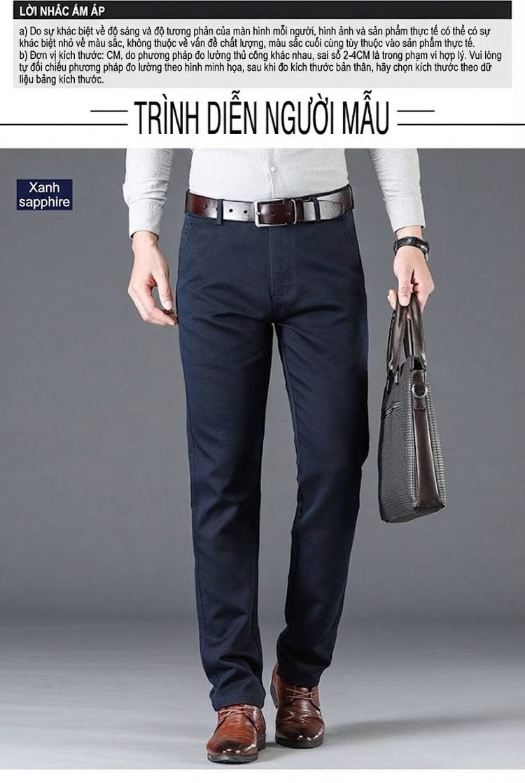 Quần Dài Nam Ống Đứng Dáng Rộng Phong Cách Hàn Quốc Công Sở Màu Be, Xanh Navy, Nâu, Đen chi tiết 13