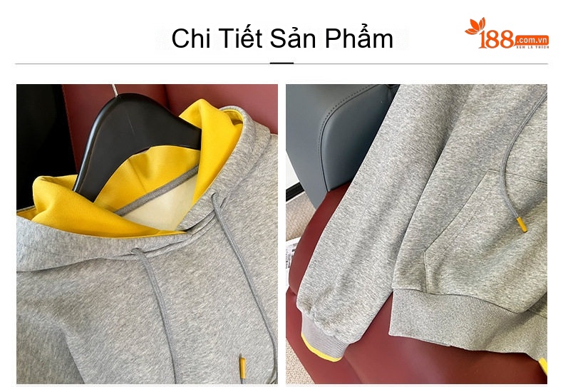 Bộ thể thao nữ áo hoodie quần dài lót lông giữ ấm chi tiết 12