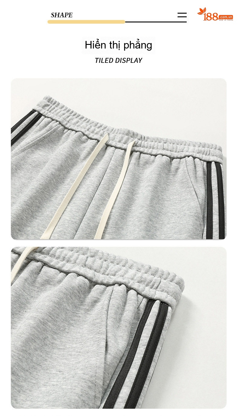 Quần dài ống rộng nam thể thao sọc bên hông phong cách casual chi tiết 23