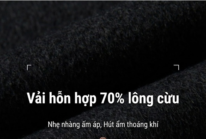 Áo Khoác Dạ Nam Trung Niên Lót Lông Có Thể Tháo Rời Màu Be chi tiết 3