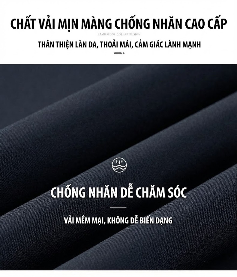 Áo Khoác Bomber Nam Dáng Suông Lót Lông Dày Dặn Phong Cách Trung Niên Màu Xanh Navy chi tiết 5