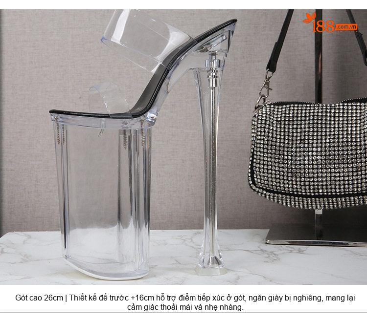 Giày Cao Gót Quai Trong Suốt Đế Siêu Cao 26cm Cho Nữ chi tiết 15