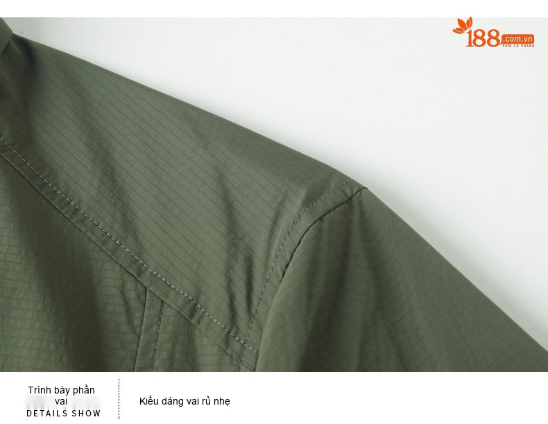 Áo Khoác Nam Cổ Sơ Mi Mỏng Nhẹ Màu Xanh Olive, Đen chi tiết 24