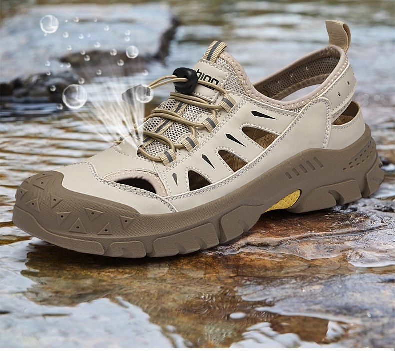 Dép Sandal Nam Mũi Bít Lưới Thoáng Khí Size Lớn Đế Cao 3cm chi tiết 2