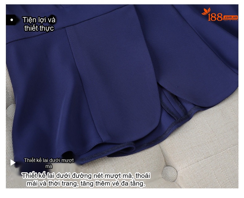Bộ Vest Công Sở Nữ Tay Ngắn Quần/Chân Váy Áo Peplum Màu Đen, Xanh Navy chi tiết 11