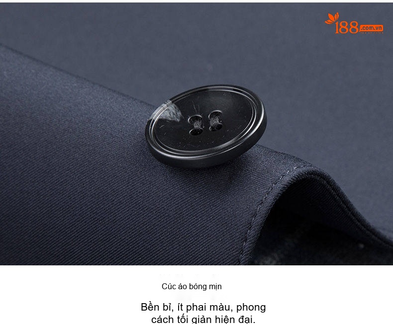 Áo Khoác Nam Cổ Bẻ Nút Bấm Phong Cách Công Sở Màu Xanh Navy, Kem chi tiết 22