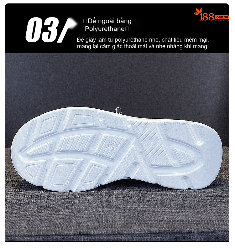 Giày Sneaker Nữ Da Bóng Đế Xuồng Chiều Cao Đế Khoảng 5cm Màu Trắng chi tiết 13