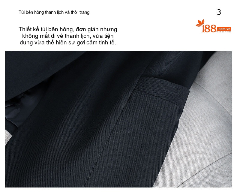 Bộ Vest Công Sở Nữ Quần Dài/Chân Váy Áo Blazer Thanh Lịch Màu Đen, Xanh Dương, Tím chi tiết 6