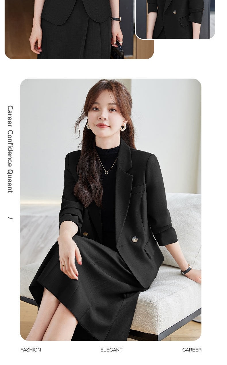 Bộ Vest Nữ Áo Blazer Quần Ống Rộng Công Sở Màu Trắng Kem, Đen, Nâu chi tiết 22