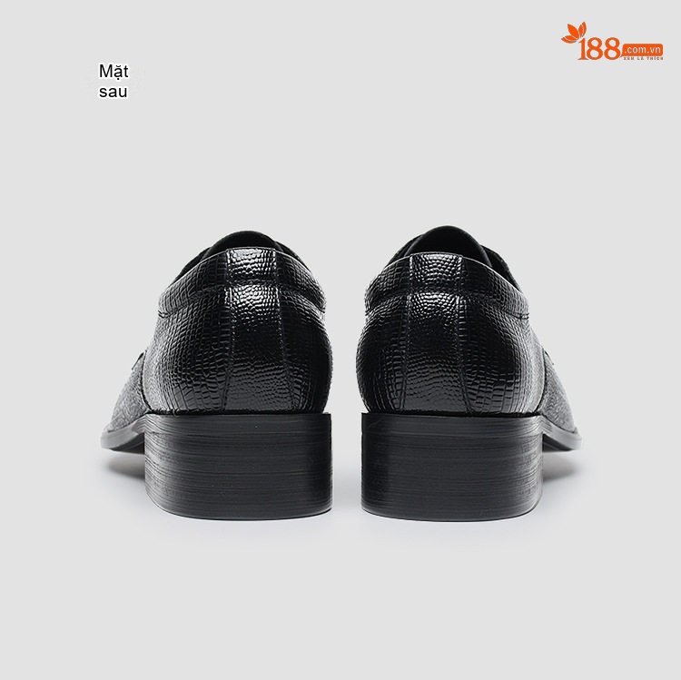 Giày Tây Buộc Dây Nam Da Bò Dập Vân Cá Sấu Chiều Cao Đế Khoảng 3cm Màu Đen, Nâu chi tiết 11