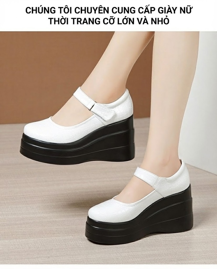 Giày Búp Bê Nữ Da Bóng Quai Ngang Chiều Cao Đế Khoảng 7cm Màu Đen, Trắng, Đỏ chi tiết 11