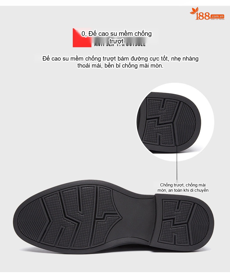 Giày Lười Nam Da Bóng Thoáng Khí Chống Trượt Chiều Cao Đế Khoảng 3cm Màu Đen, Nâu chi tiết 7