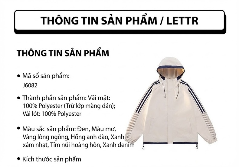 Áo Khoác Gió Nam Nữ Có Mũ Trùm Đầu Kiểu Dáng Thể Thao Màu Đen, Trắng, Hồng, Xanh Dương... chi tiết 3