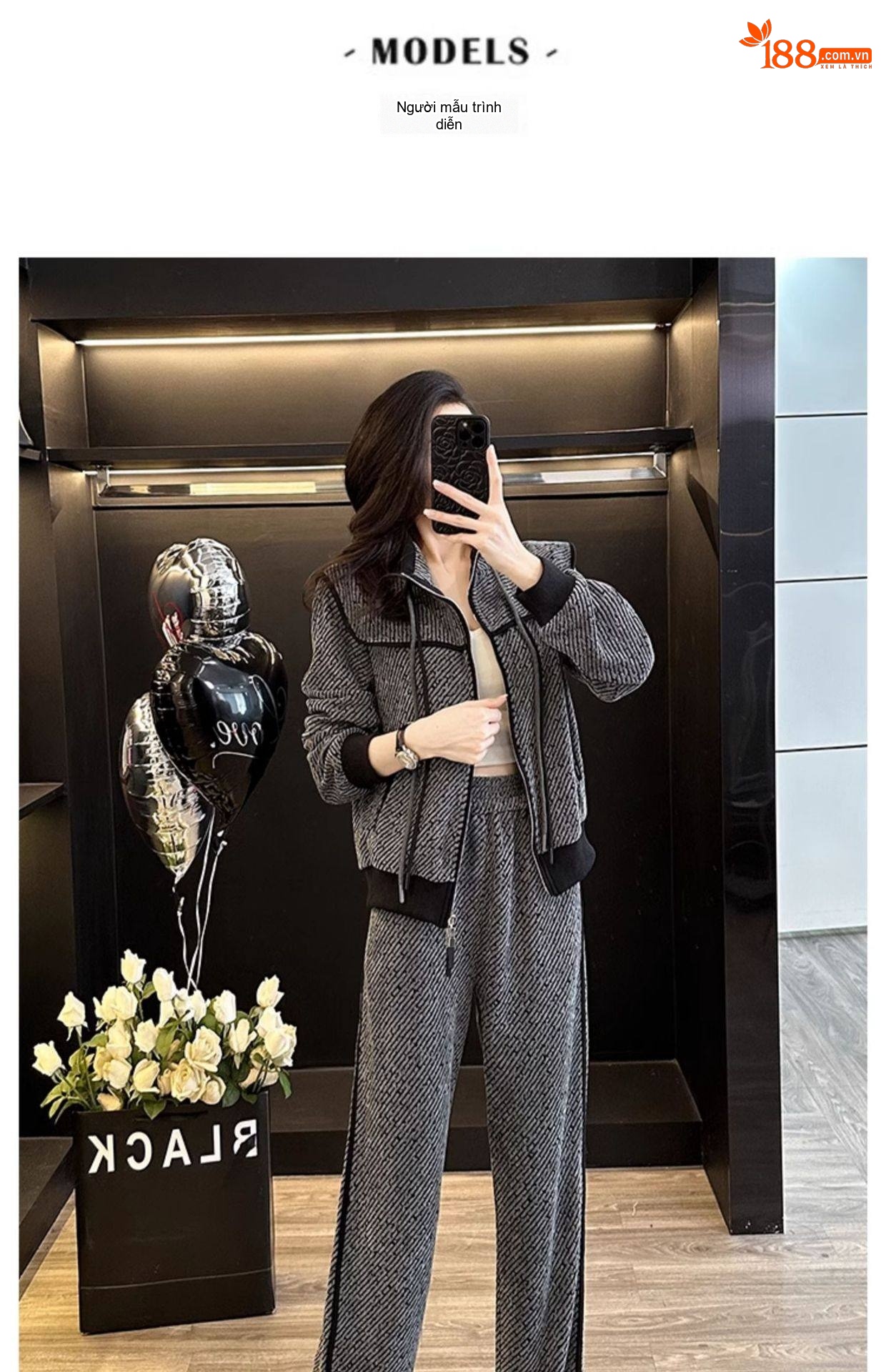 Set Bộ Quần Áo Dệt Kim Nữ Áo Khoác Cardigan Quần Dài Ống Rộng Phong Cách Casual Màu Xám chi tiết 12