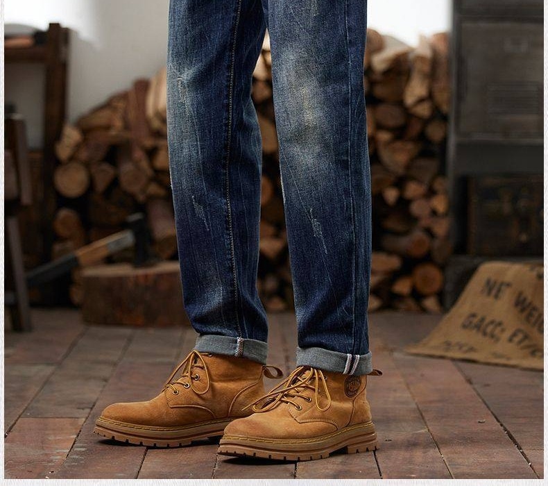 Quần Jean Nam Cotton Dáng Ôm Vừa Vặn Màu Xanh Denim chi tiết 6