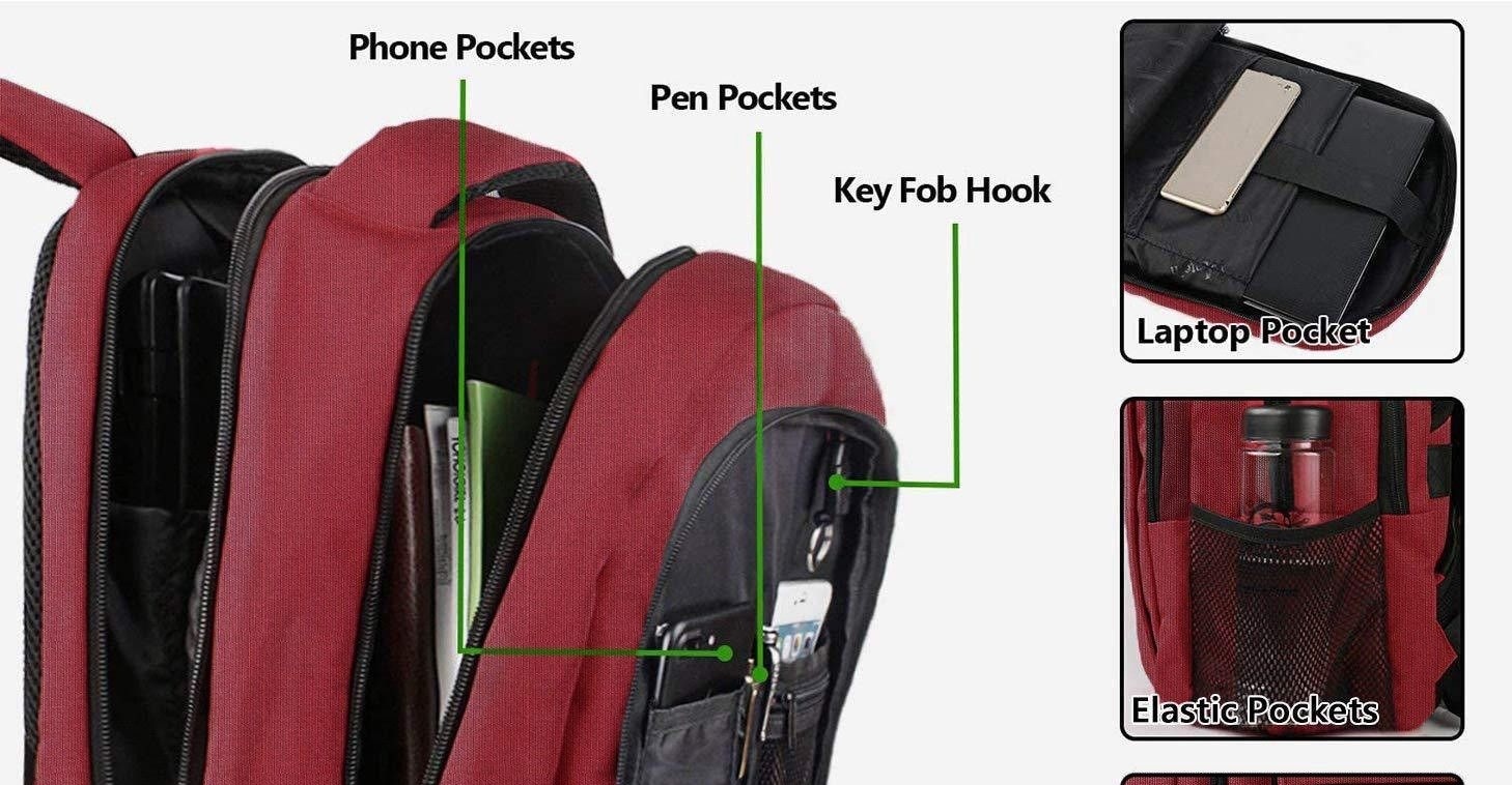Balo Đôi Nam Cao Cấp Dung Tích Lớn Phong Cách Doanh Nhân Đựng Laptop Màu Xám, Đỏ