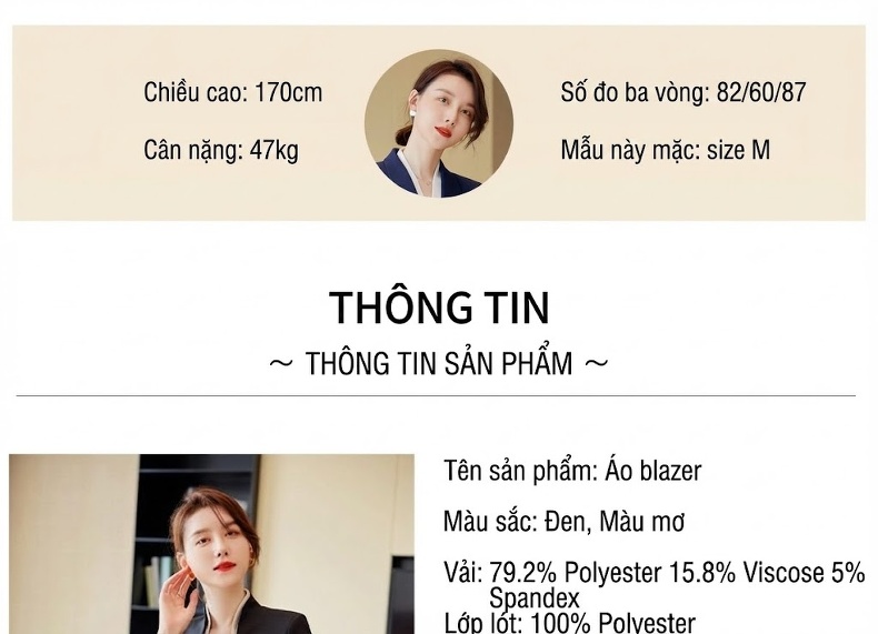 Áo Vest Bộ Chân Váy Công Sở Nữ Dáng Ôm Không Cổ Thiết Kế Giả Hai Lớp Màu Be, Đen chi tiết 9