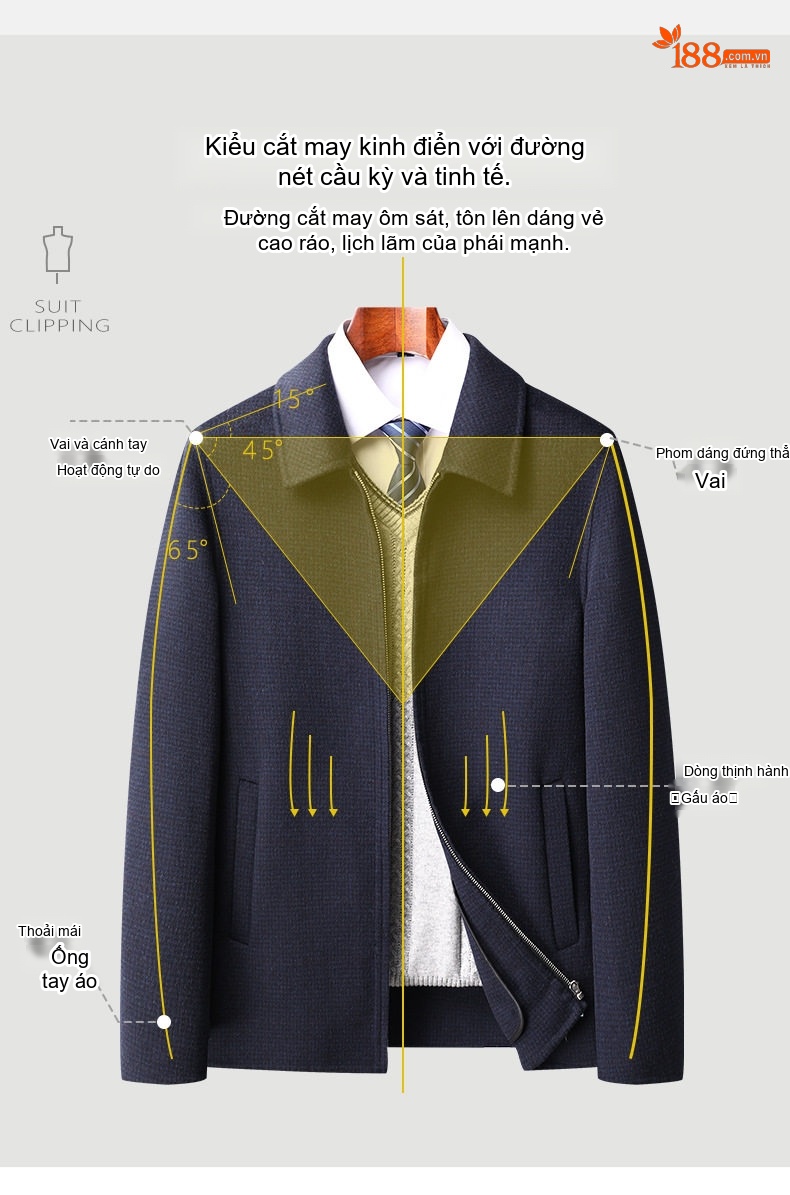 Áo Khoác Nam Hai Mặt Nỉ Lông Cừu Cổ Bẻ Dáng Bomber Màu Xanh Navy chi tiết 24
