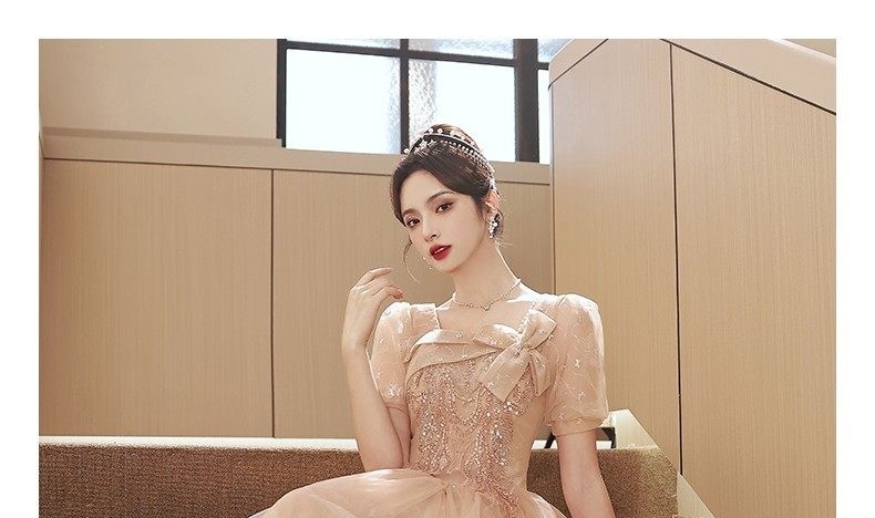 Váy Dạ Hội Nữ Pháp Kiểu Dáng Tiểu Thư Màu Champagne chi tiết 17
