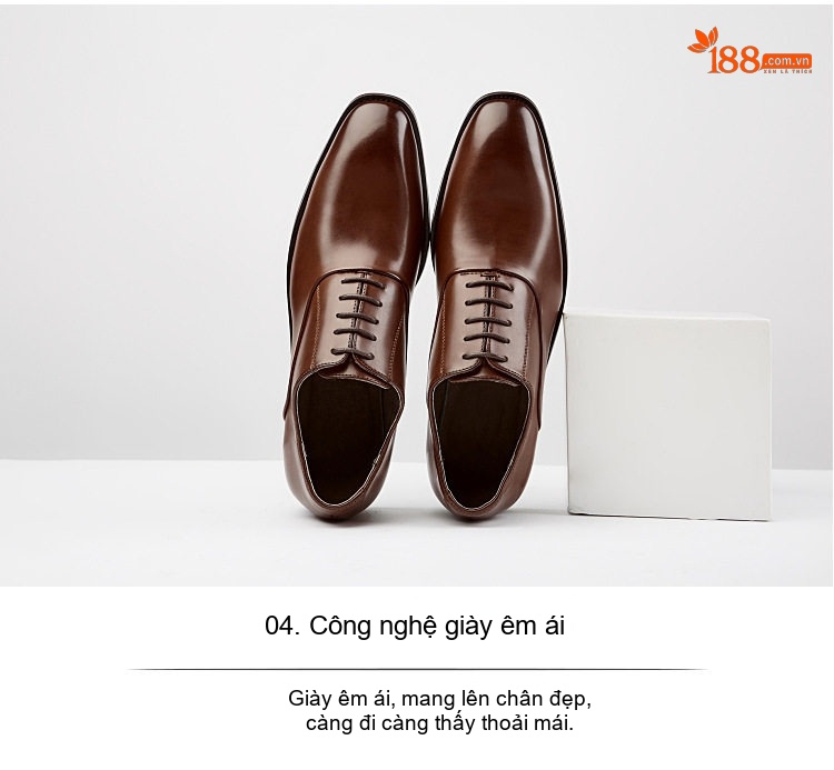 Giày Tây Buộc Dây Nam Da Thật Chiều Cao Đế Khoảng 3cm Màu Đen, Nâu chi tiết 6