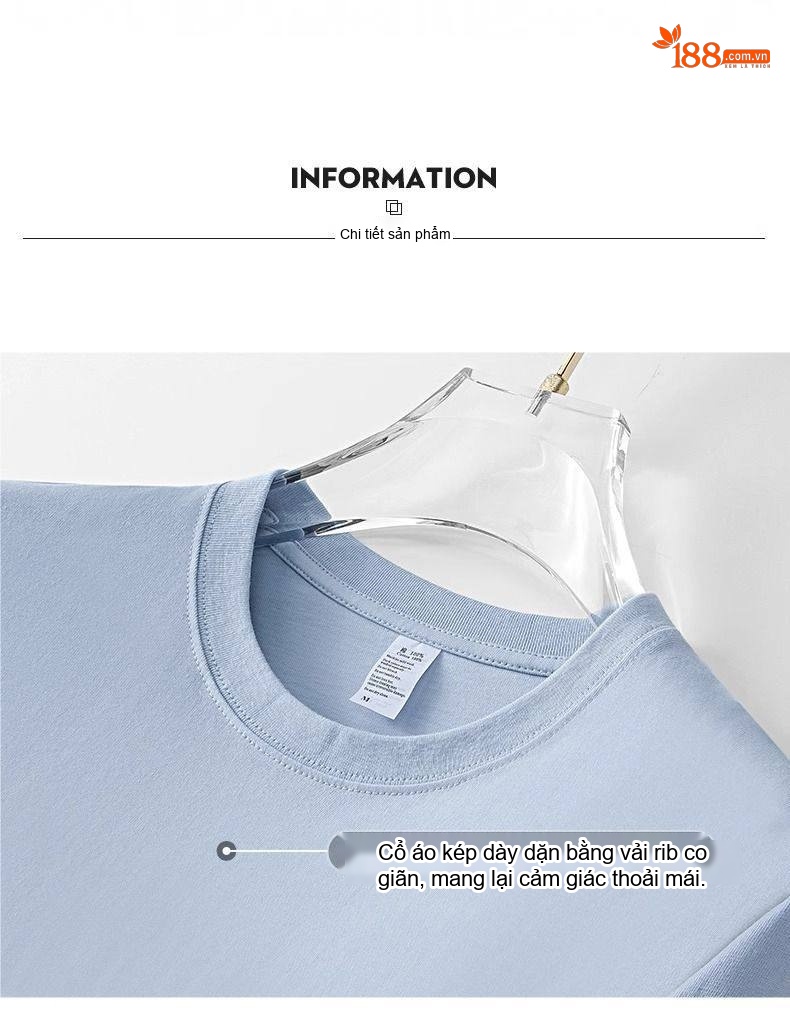 Áo Thun Tay Dài Nam Cotton 270g Cổ Tròn Dáng Rộng Màu Xám, Trắng, Đen, Xanh... chi tiết 26