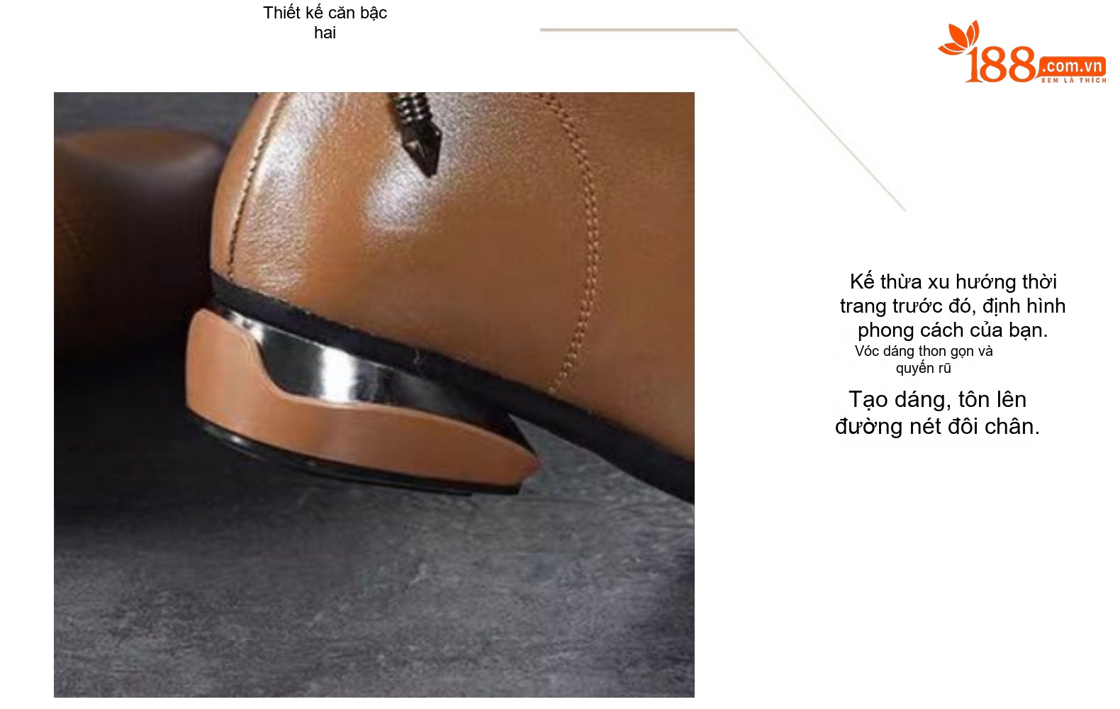 Boot Nữ Da Thật Cổ Ngắn Gót Vuông Chiều Cao Đế Khoảng 3cm Màu Đen, Nâu, Đỏ chi tiết 9