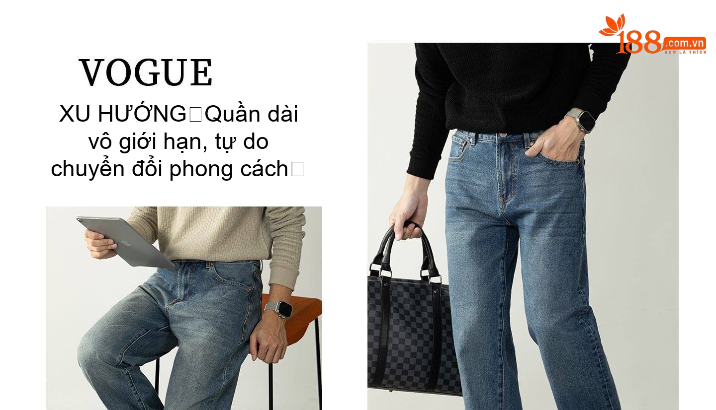 Quần Jean Nam Dáng Rộng Vừa Phải Phong Cách Retro Đường Phố Chất Vải Denim Xanh Dương