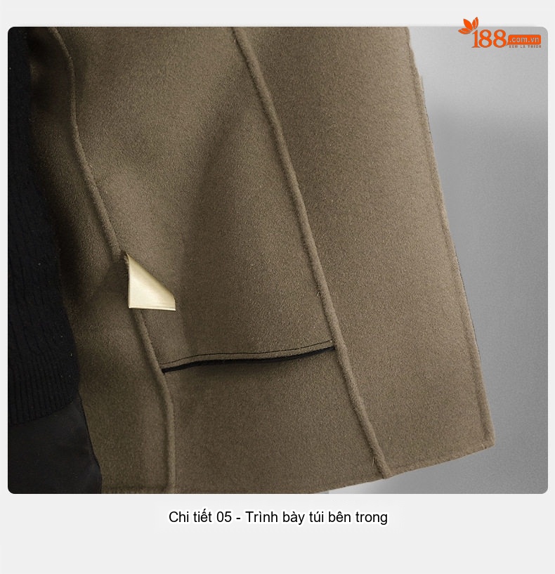 Áo Khoác Dạ Nam Dáng Dài Vừa Cổ chữ Vest Thiết Kế Thủ Công Màu Đen, Xám, Nâu chi tiết 27