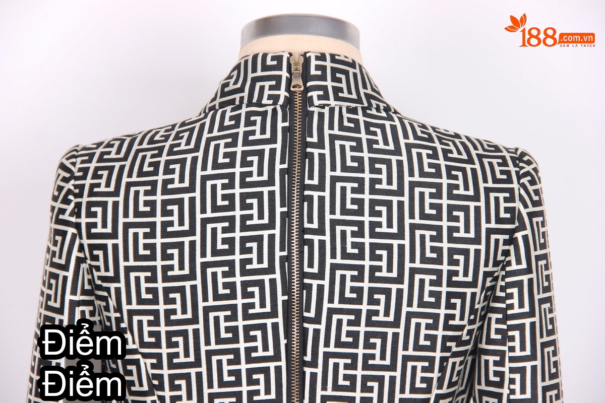 Váy Vest Nữ Cổ chữ Vest Cao Cấp Phong Cách Âu Mỹ Họa Tiết Đen Trắng chi tiết 13