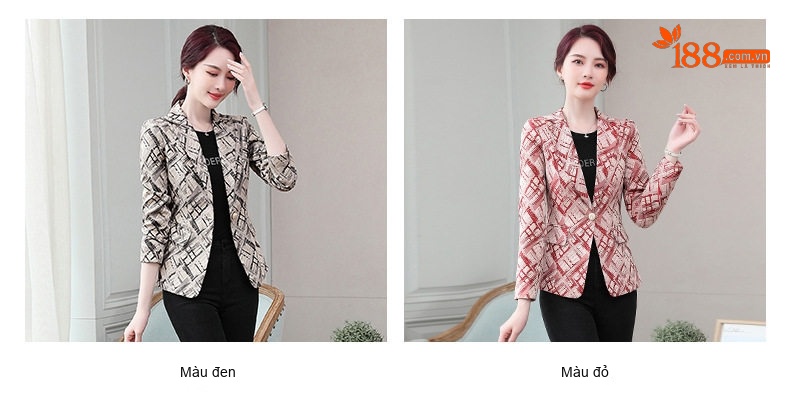 Áo Khoác Blazer Nữ Dáng Ôm Ngắn Tay Lỡ Họa Tiết Kẻ Sọc Màu Be, Đen, Đỏ chi tiết 9
