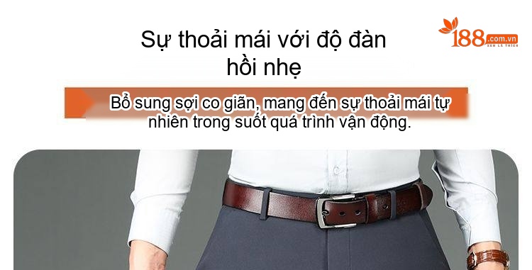 Quần Tây Nam Modal Dáng Suông Thoải Mái Màu Đen, Xám chi tiết 3