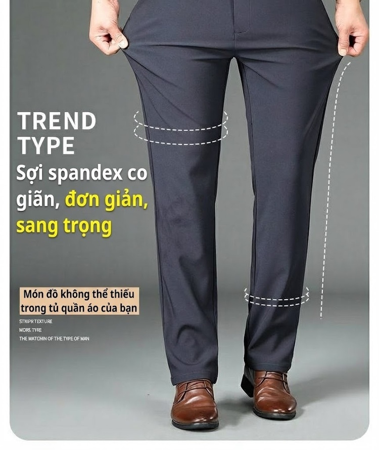 Quần Tây Nam Modal Dáng Suông Thoải Mái Màu Đen, Xám chi tiết 4