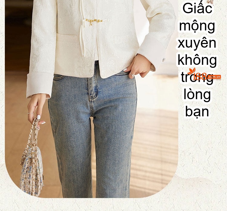 Áo Khoác Nữ Dáng Ngắn Tay Dài Thêu Hoa Cài Khuy Phong Cách Trung Hoa Màu Trắng, Hồng chi tiết 15