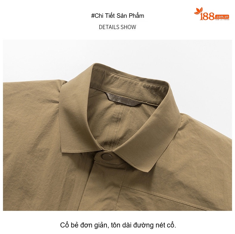 Áo Khoác Nam Mùa Hè Chống Nắng Dáng Suông Cổ Bẻ Màu Xám, Nâu, Xanh Navy, Xanh Rêu chi tiết 14