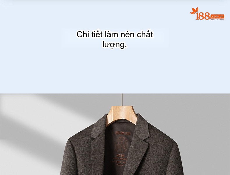 Áo Khoác Blazer Nam Hai Mặt 100% Lông Cừu Ngắn Tay Dáng Ôm Màu Xám chi tiết 3