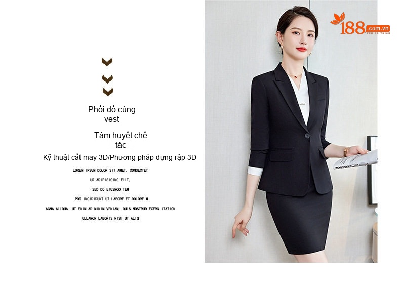 Áo Gile Nữ Công Sở Lễ Tân Khách Sạn Văn Phòng Màu Xám, Đen chi tiết 6