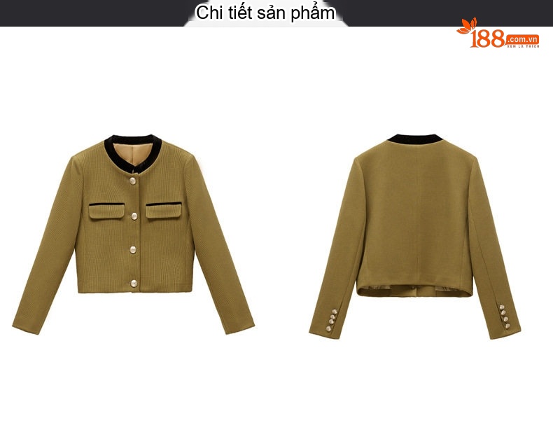 Bộ Vest Nữ Quần Ống Rộng Công Sở Thanh Lịch Màu Đen, Xanh Rêu, Nâu chi tiết 30