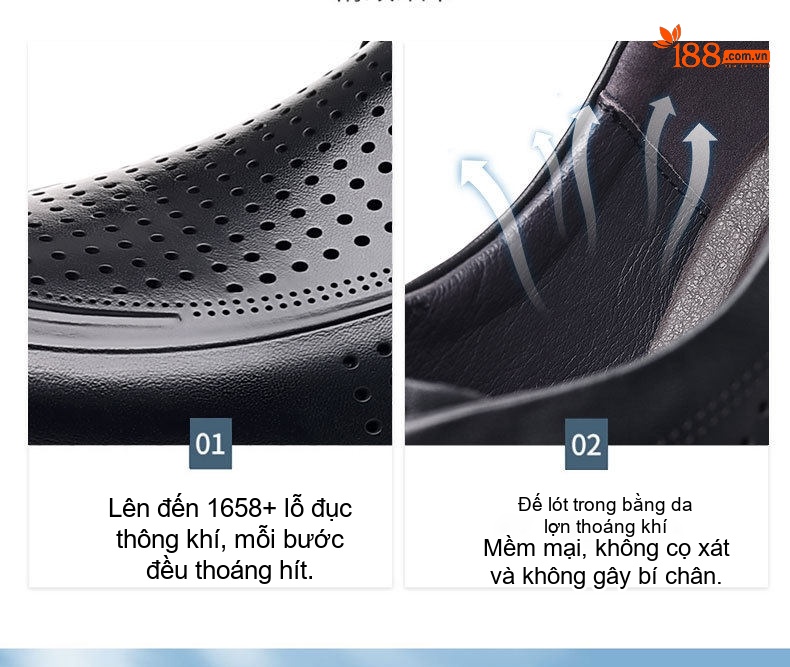 Giày Tây Buộc Dây Nam Da Bò Lớp Đầu Chiều Cao Đế Khoảng 3cm Màu Đen chi tiết 8