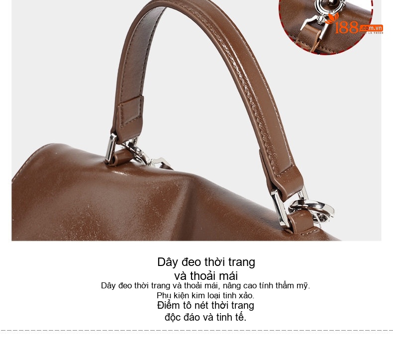 Balo Nữ Da Mờ Thiết Kế Tối Giản Sức Chứa Lớn Đeo Đi Làm Màu Nâu, Đỏ chi tiết 11