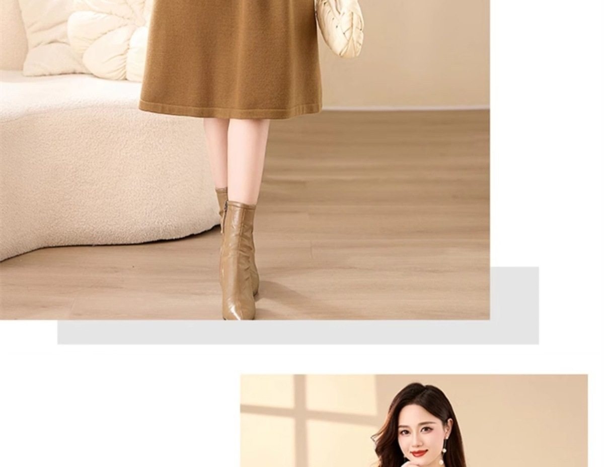 Set Bộ Dệt Kim Áo Và Chân Váy Dáng Dài Thêu Họa Tiết Phong Cách Thời Trang Màu Nâu, Xám chi tiết 24