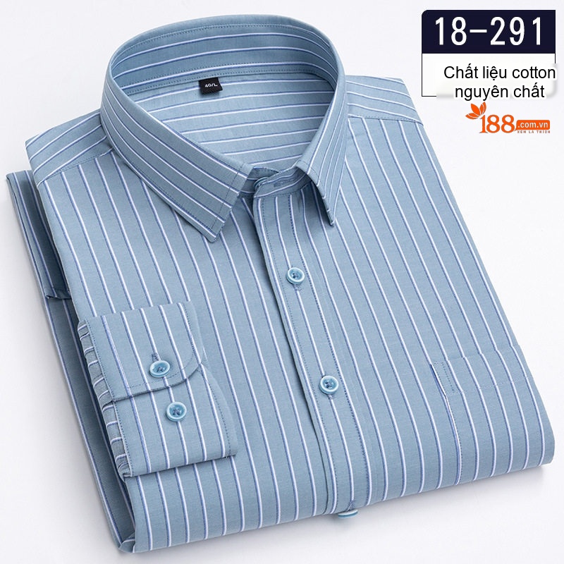 Áo Sơ Mi Dài Tay Nam Cotton Họa Tiết Kẻ Sọc Nhỏ Phong Cách Casual