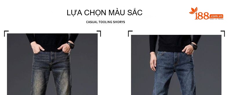 Quần Jeans Nam Ống Đứng Rộng Co Giãn Thoải Mái Màu Xám Xanh Đậm chi tiết 12