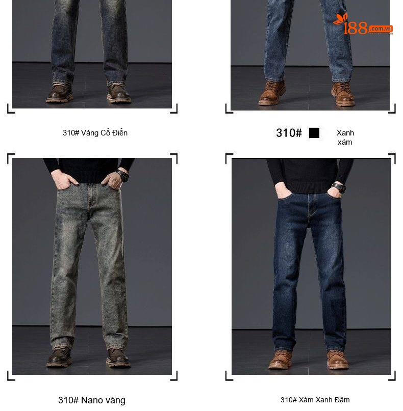 Quần Jeans Nam Ống Đứng Rộng Co Giãn Thoải Mái Màu Xám Xanh Đậm chi tiết 13