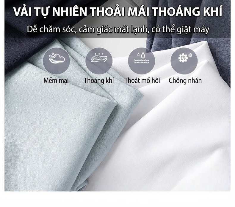 Áo Thun Dài Tay Nam Lụa Tằm Tự Nhiên Mỏng Mát Màu Trắng, Xám, Xanh, Đen chi tiết 6
