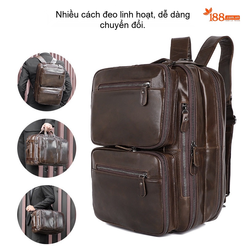 Túi Đeo Vai Nam Da Thật Kiểu Dáng Retro, Túi Đựng Laptop, Túi Xách Tay, Túi Đeo Chéo, Balo Màu Nâu