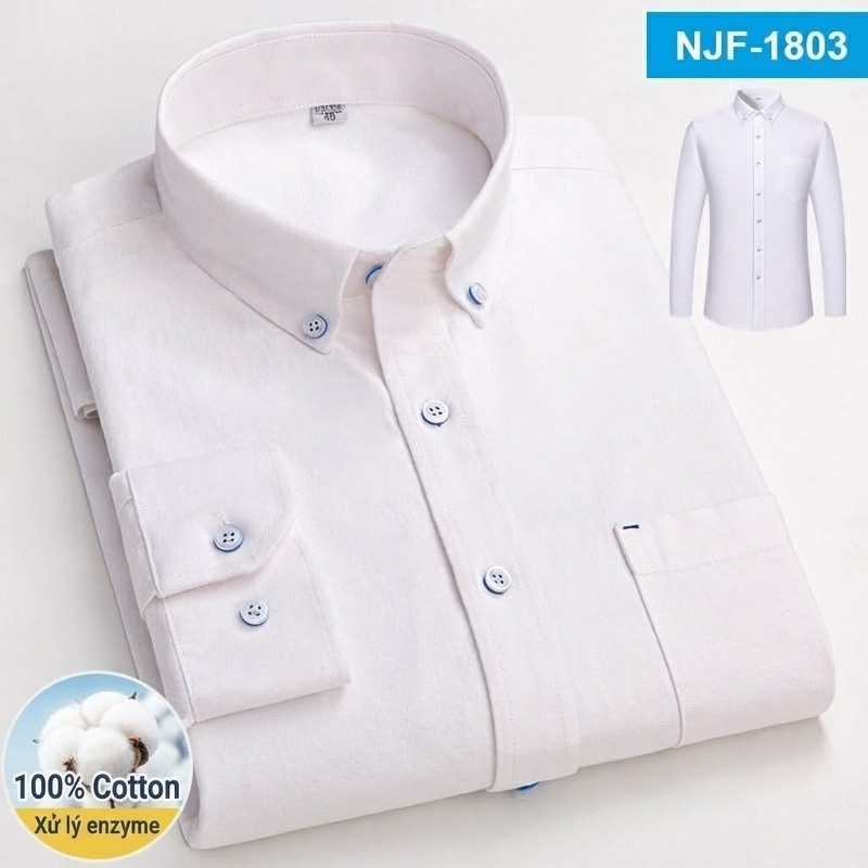 Áo Sơ Mi Tay Dài Cotton Oxford Dáng Rộng Thoải Mái Màu Trắng, Xám, Xanh, Đỏ...