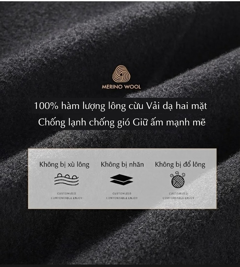 Áo Vest Nam 100% Lông Cừu Mỏng Dáng Ôm Thu Đông Màu Nâu, Xám, Đen chi tiết 3