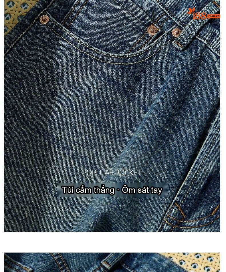 Quần Jean Nam Dáng Rộng Vừa Phải Phong Cách Retro Đường Phố Chất Vải Denim Xanh Dương chi tiết 23